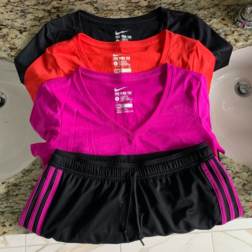 Nike Dry Fit Tops and Adidas Shorts